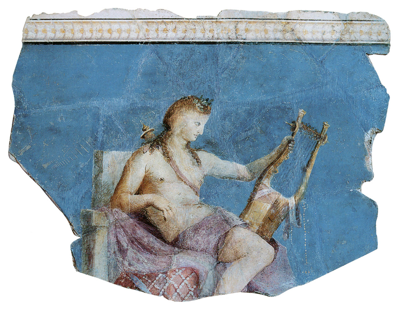 Ο «κιθαρωδός» Απόλλωνας. Nωπογραφία στον, Οίκο του Αυγούστου στην Ρώμη, περ. 20 π.Χ.
